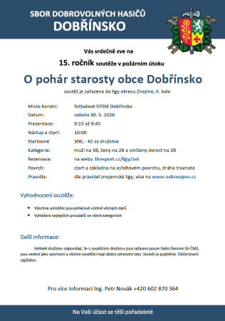 Soutěž hasičů - O pohár starosty Obce Dobřínska