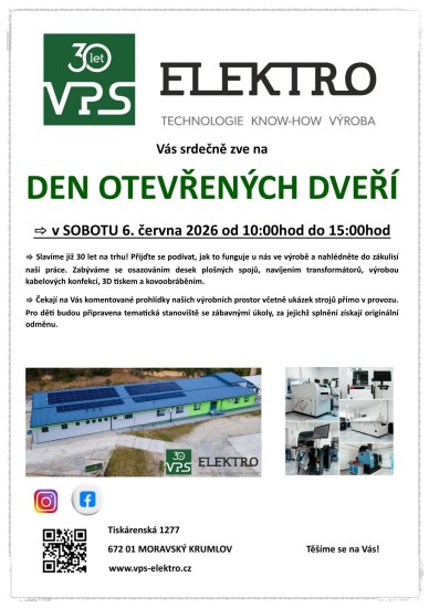 Den otevřených dveří  ve firmě V.P.S. Elektro, s.r.o.